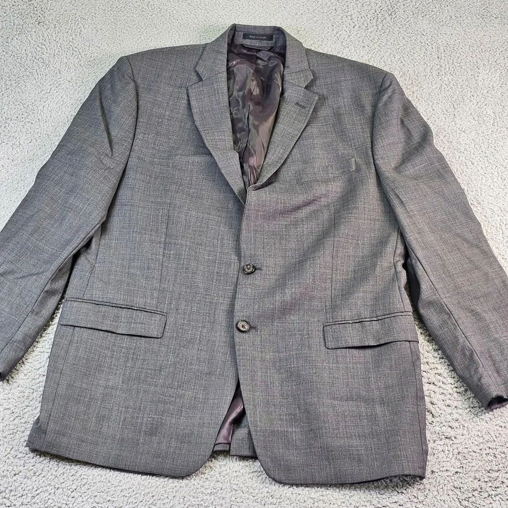 Lauren Ralph Lauren Suit Jacket Mens 48L Gray Wool Classic Fit Made In Canada